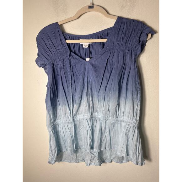 NWT Velvet Blue Ombre Gathered Top Sz L - Picture 1 of 3